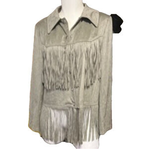 VEGAN SUEDE FRINGED JACKET BY ADORE NWT IN GREEN SIZE MEDIUM